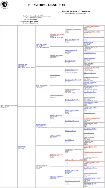AKC Jasmine Pedigree